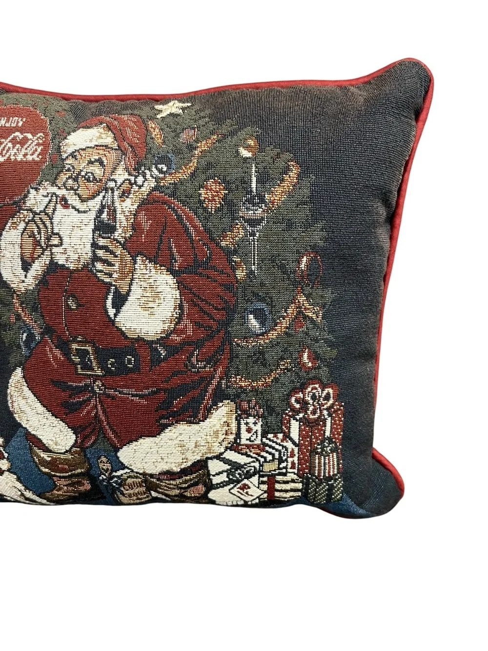 Vintage Coca Cola Santa Claus Tapestry Decorative Throw Pillow 12”x12”